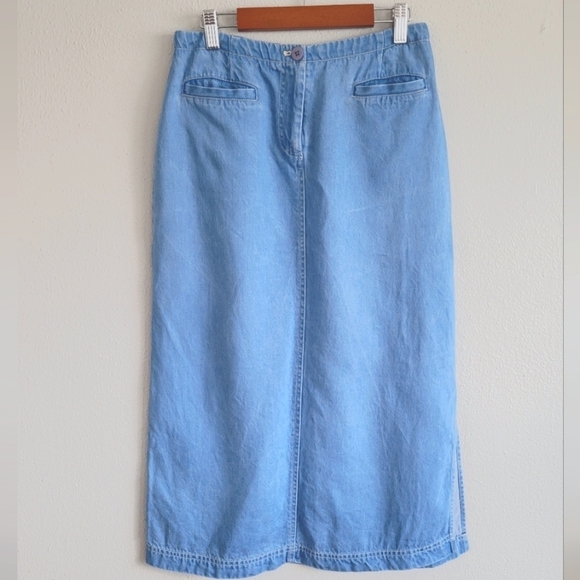 Pendleton Dresses & Skirts - PENDLETON Denim Chambray Midi Maxi Skirt Light Wash sz 4 Petite
